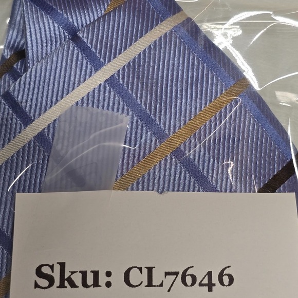 Donald J Trump Signature‎ Collection Tie Blue Check 100% Silk Gold Bar READ - Picture 12 of 12